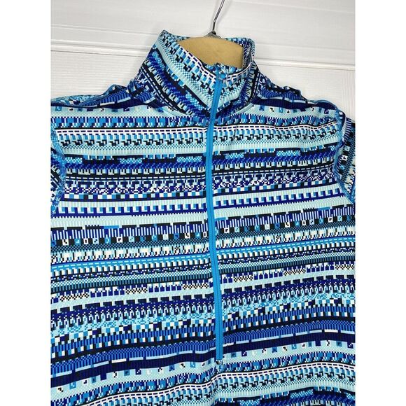 Nike Pro Women's Half Zip Pullover Blue Fair Isle Medium - Picture 3 of 7